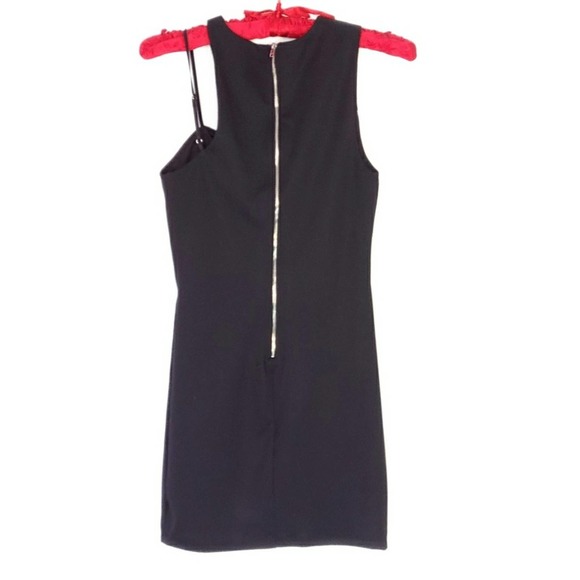 Black Mini Bodycon Asymetrical Neckline Party Dress / Cocktail Dress Sz M - Picture 8 of 8